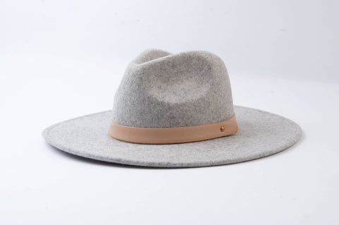 Lucca Couture - Preorder Heather Grey Wool Fedora with Trim