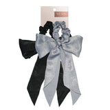KITSCH - Black/Gray Satin Bow Scarf Scrunchies