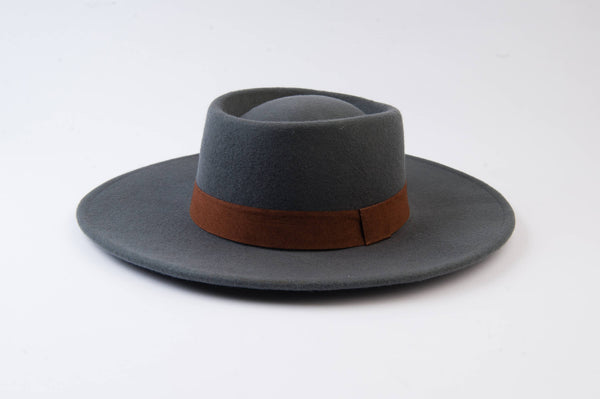 Lucca Couture - Preorder Misty Blue Wool Boater Hat