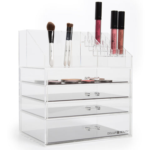 Moxie Makeup Box™ Acrylic Makeup Organizer With Magnetic Palette Drawers